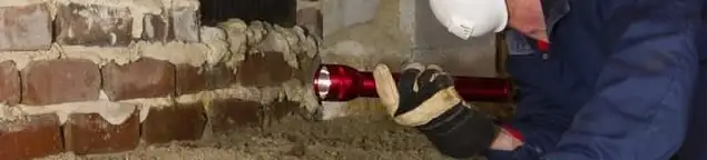 Pest control technician inspecting a crawl space for ant activity and entry points in Henderson, NV