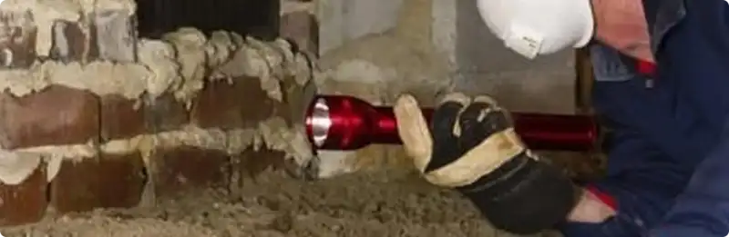 Pest control technician inspecting a crawl space for ant activity in Las Vegas, NV